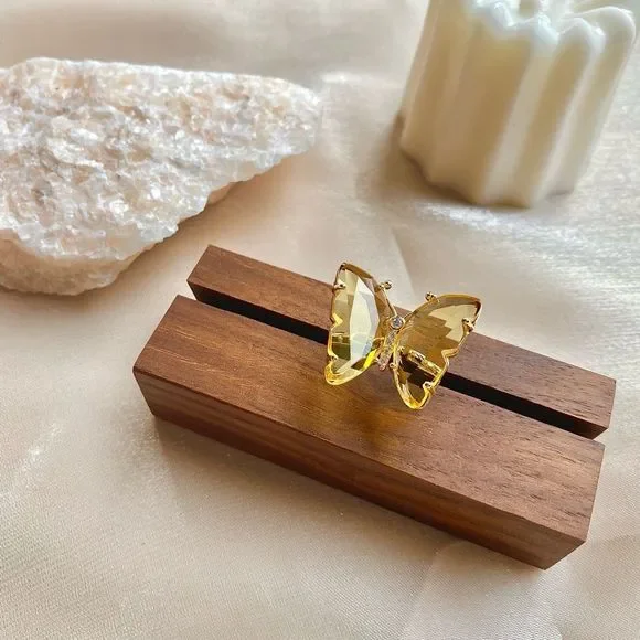 Crystal Butterfly Adjustable Statement Ring - Picture 3 of 4